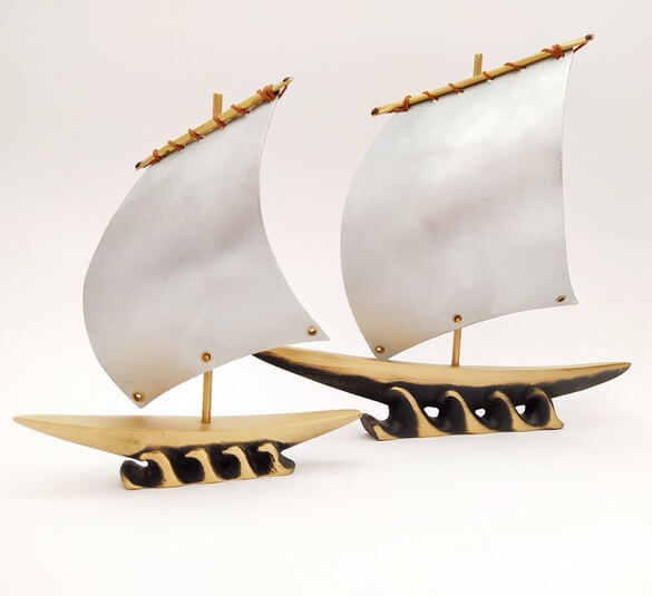 Wooden handmade boats for decoration