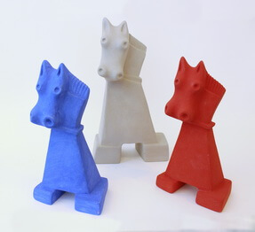 Handmade clay horse heads with base